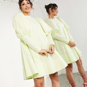 Vibrant Yellow Puff Sleeve Dress